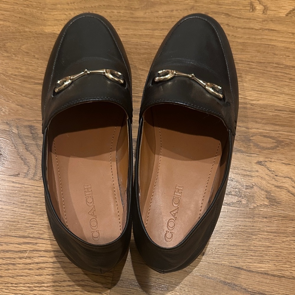 Coach Black Leather Slip-On Loafers